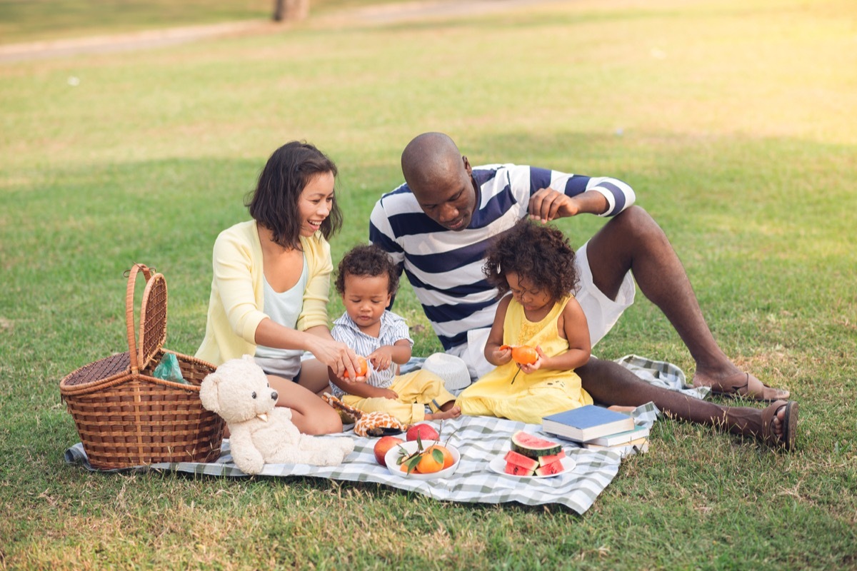 Family picnic in park