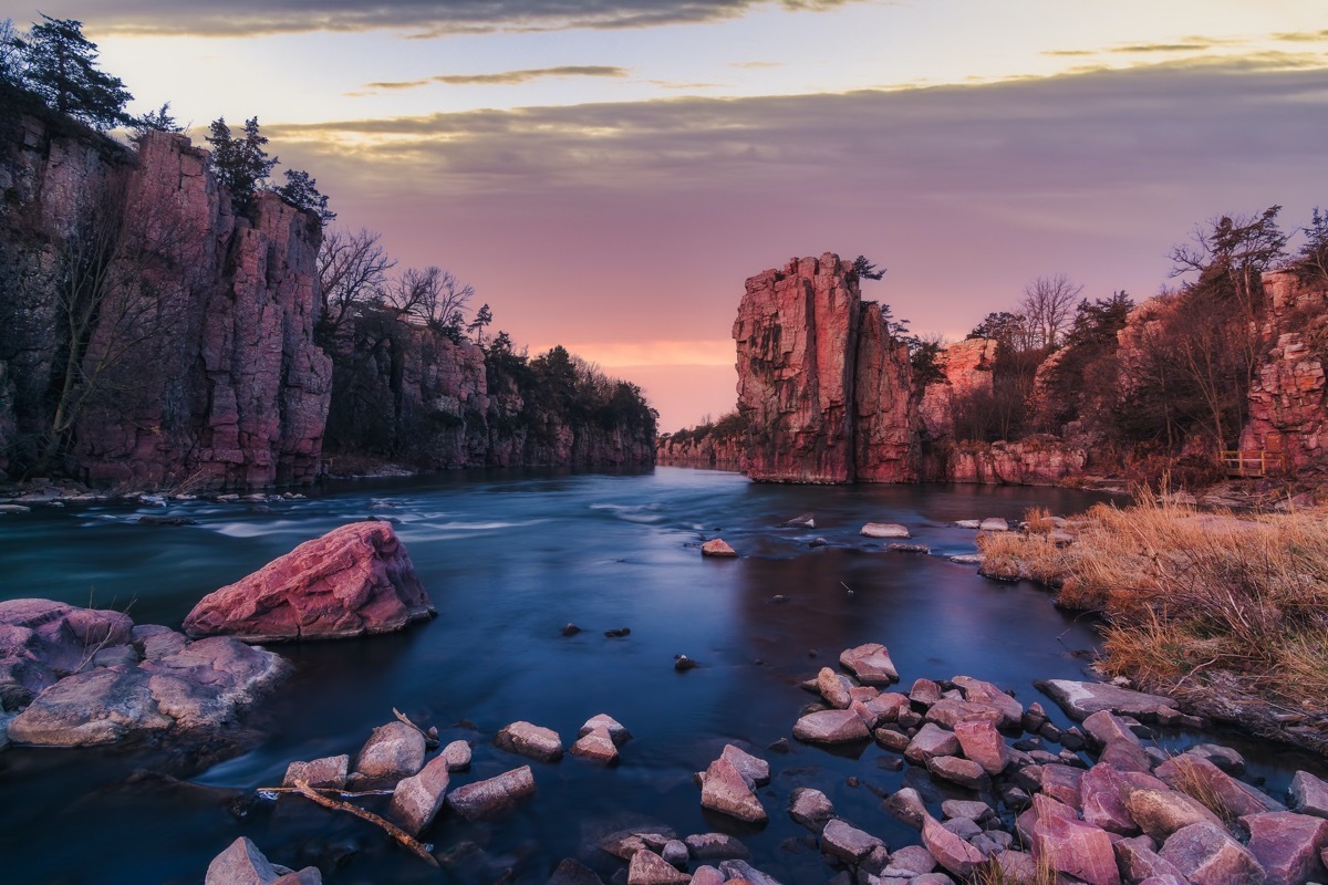 rocks reflecting a lake at Palisade State Park in Garretson, South Dakota