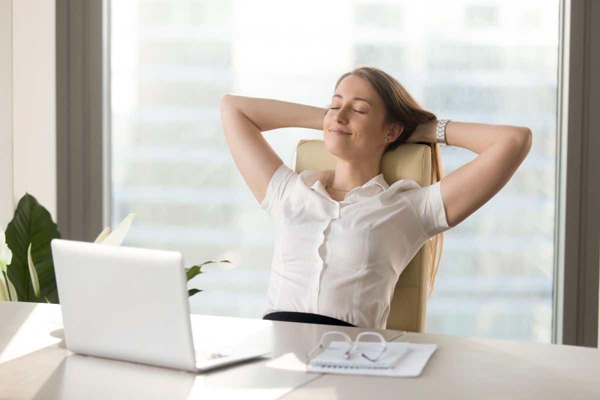 woman resting at work perfect nap