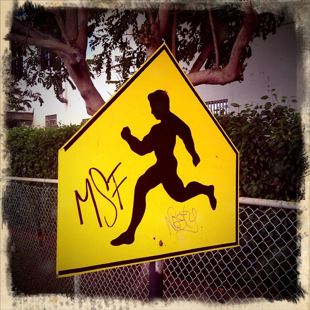 buff man running Road Warning Signs