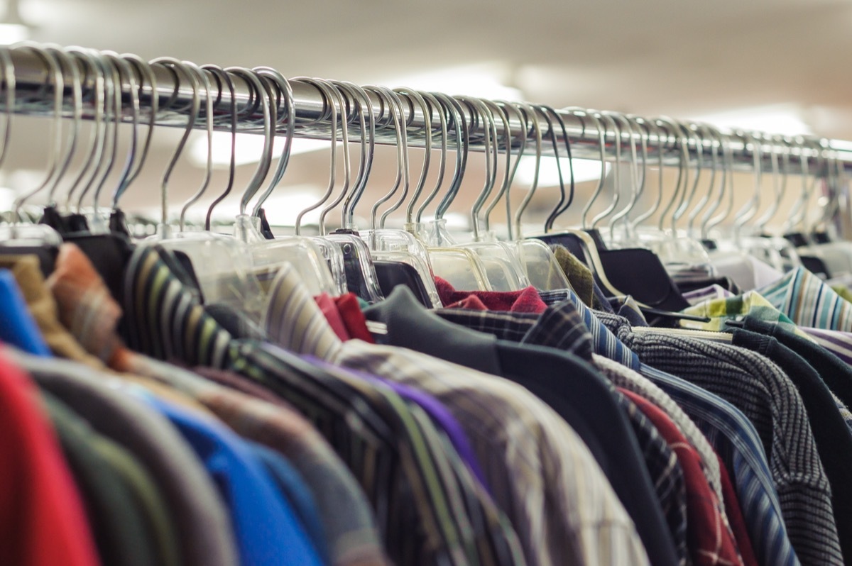 clothing rack at goodwill