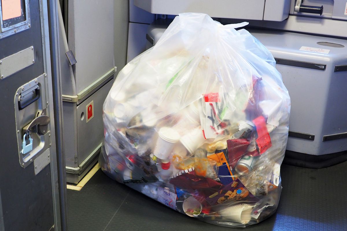 airplane trash on floor