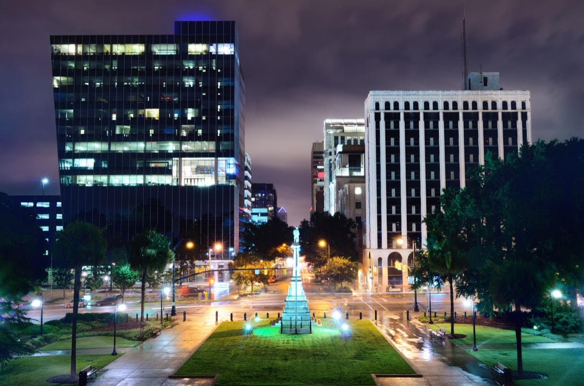 Skyline of downtown Columbia, South Carolina on Main Street.