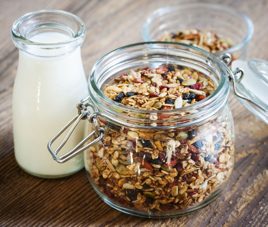 Granola jar milk