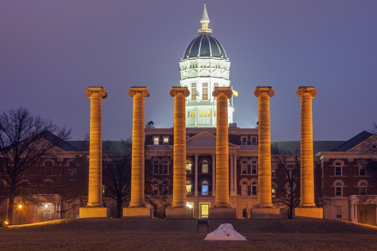 columns in front of university of missouri, iconic state photos