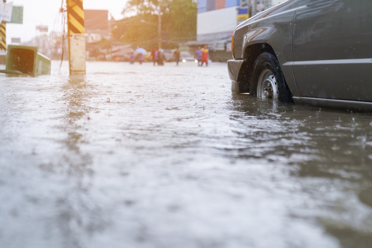 car in flood water