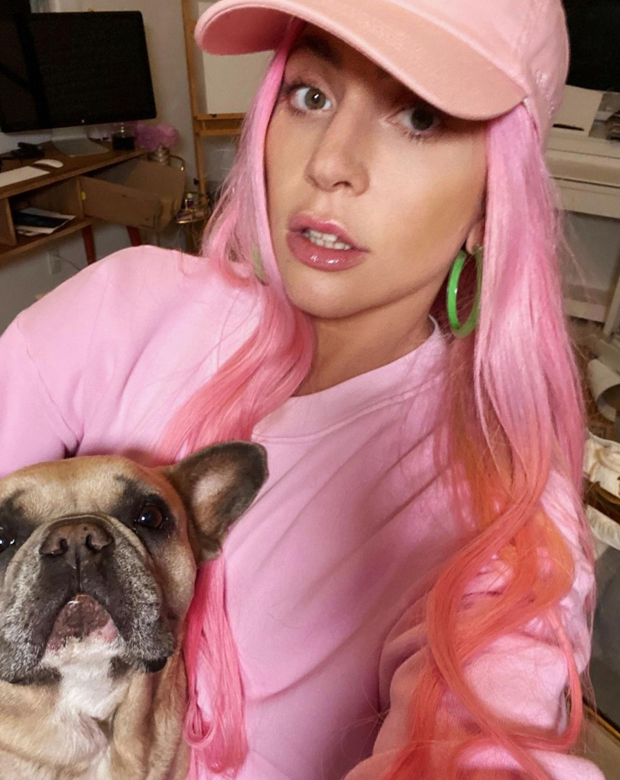 Lady Gaga and her dog Koji in May 2020