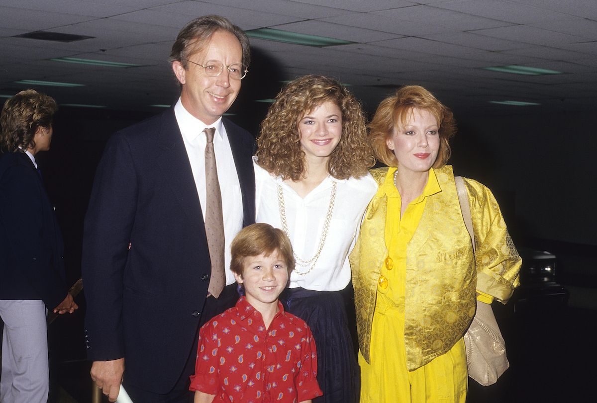 Max Wright, Andrea Elson, Anne Schedeen, and Benji Gregory at the NBC Television Affiliates Party in 1987