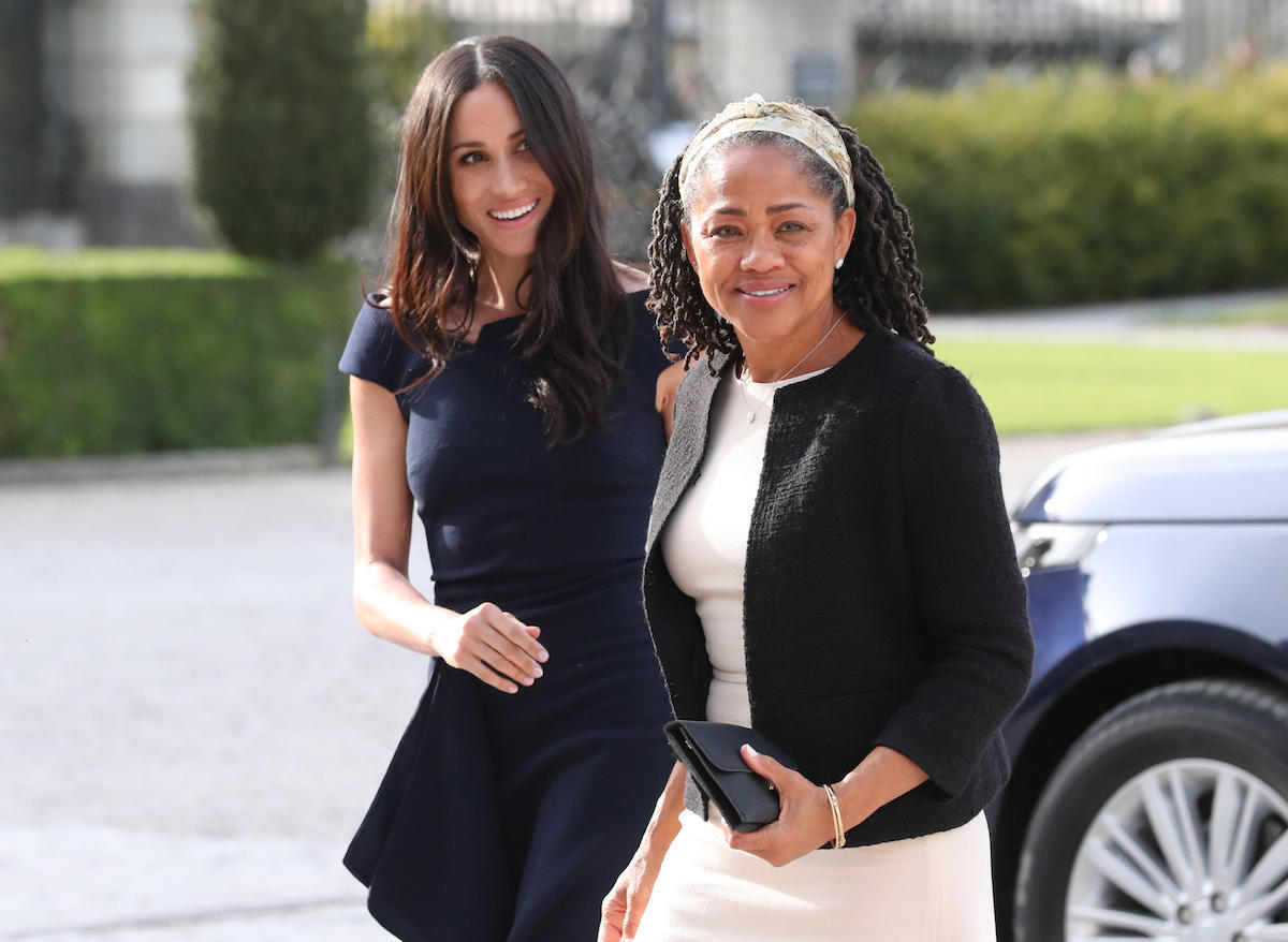 Meghan Markle and her mother, Doria Ragland, arriving at Cliveden House Hotel on the National Trust's Cliveden Estate to spend the night before her wedding to Prince Harry.