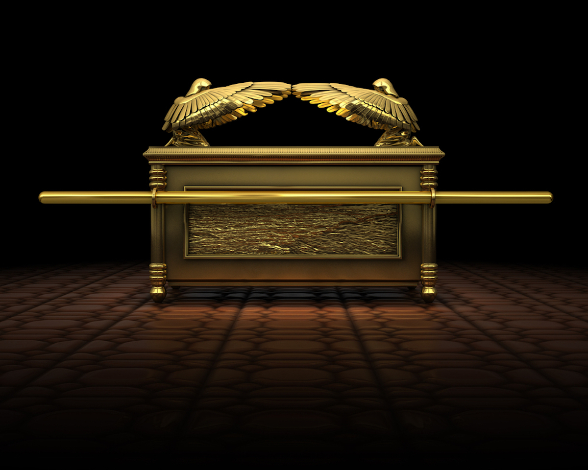 a 3d Rendering of the ark of the covenant as described in the bible.