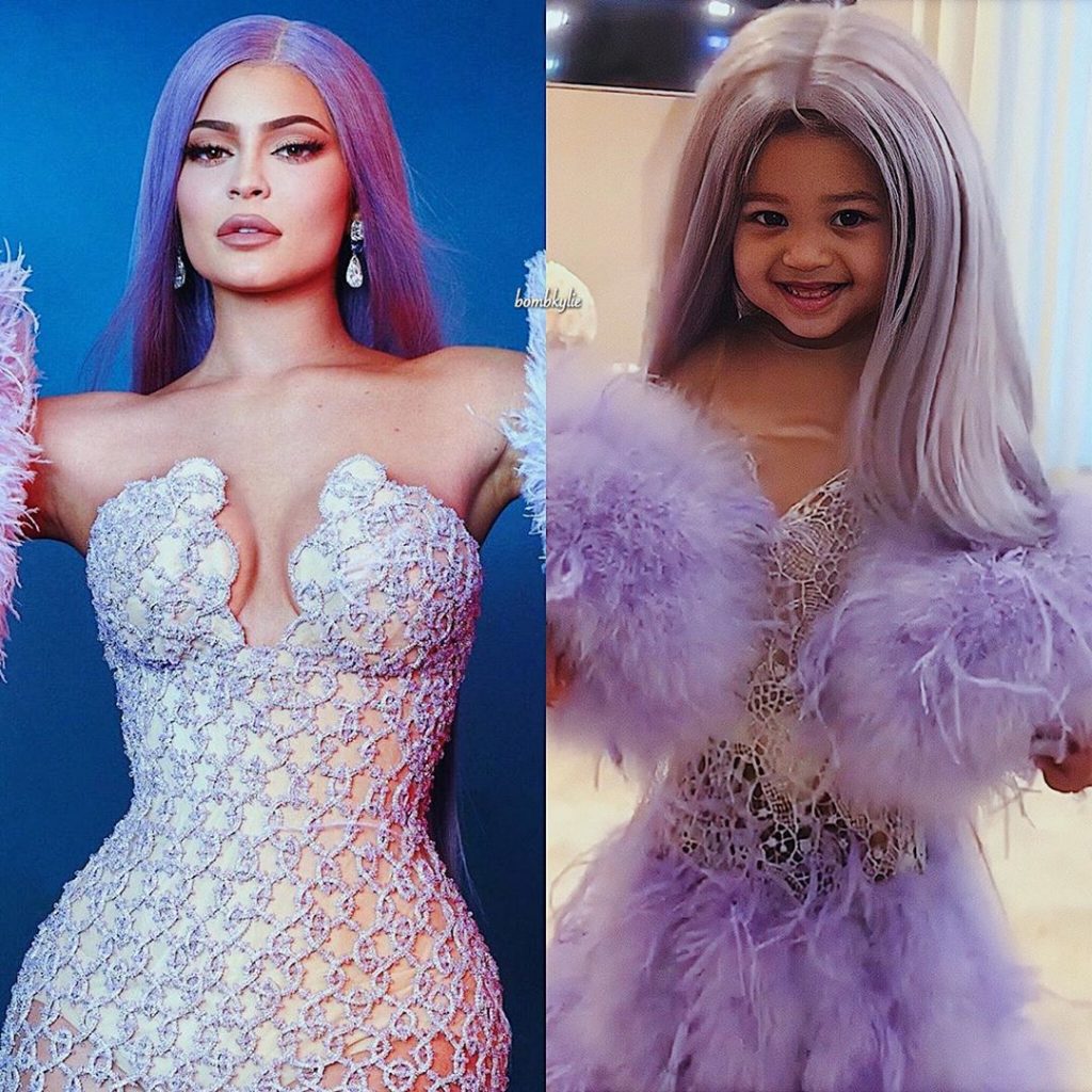 Mini size version of Kylie | Stormi Webster Dressed As Mom Kylie and Dad Travis is Totally Adorable | Her Beauty