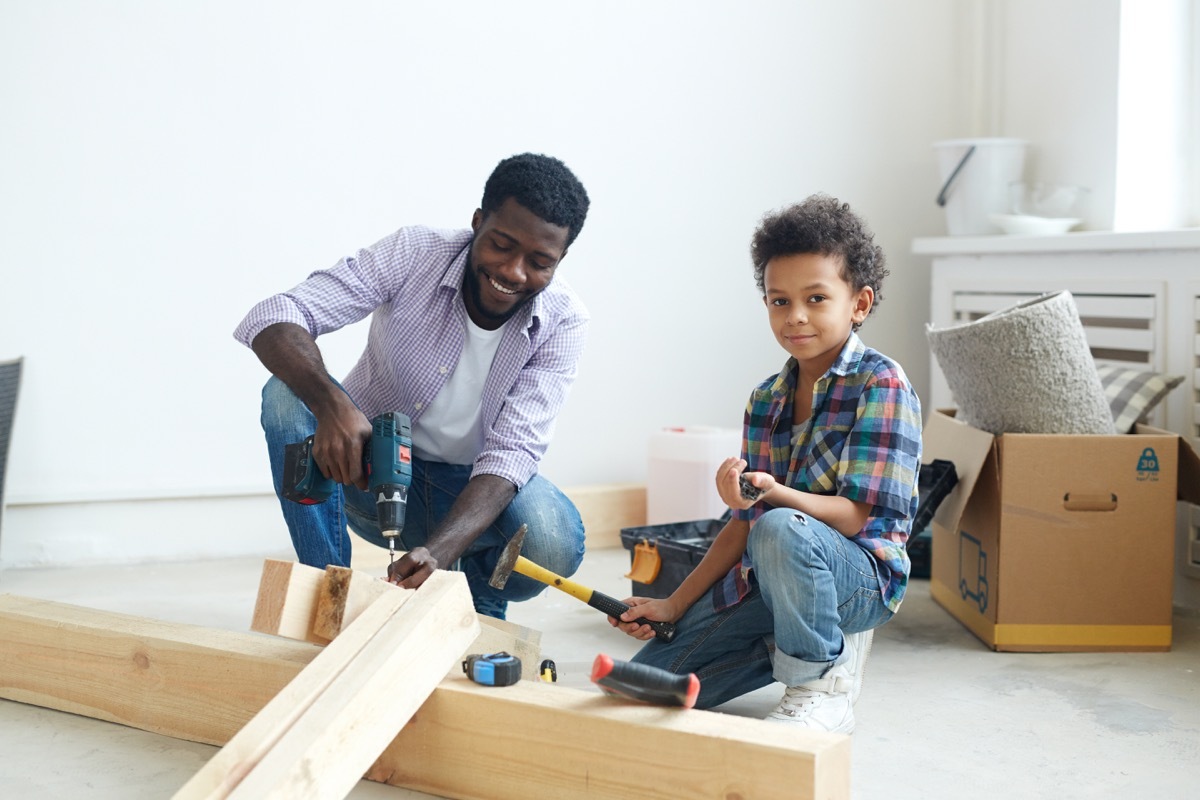 Dad and son doing a DIY project