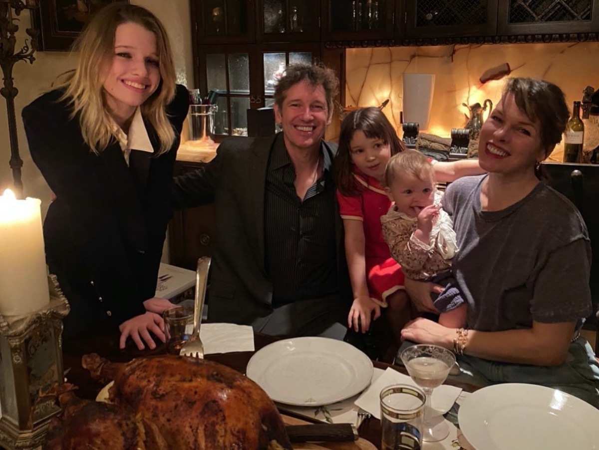 milla jovovich, her husband, and children