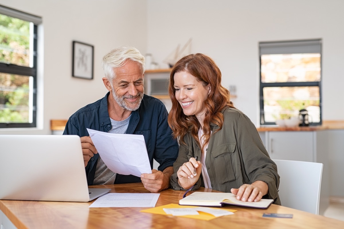 Middle aged couple financial planning