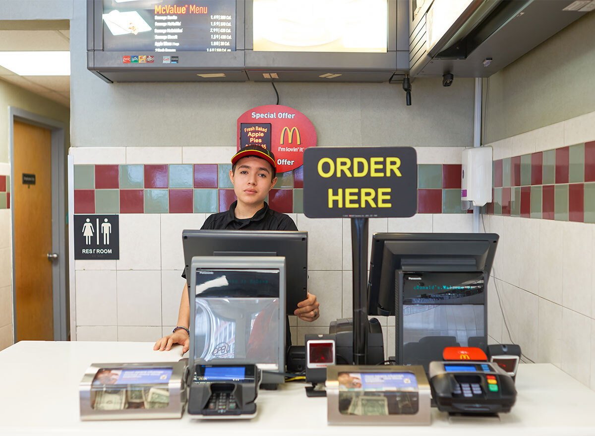 mcdonalds cash register and employee