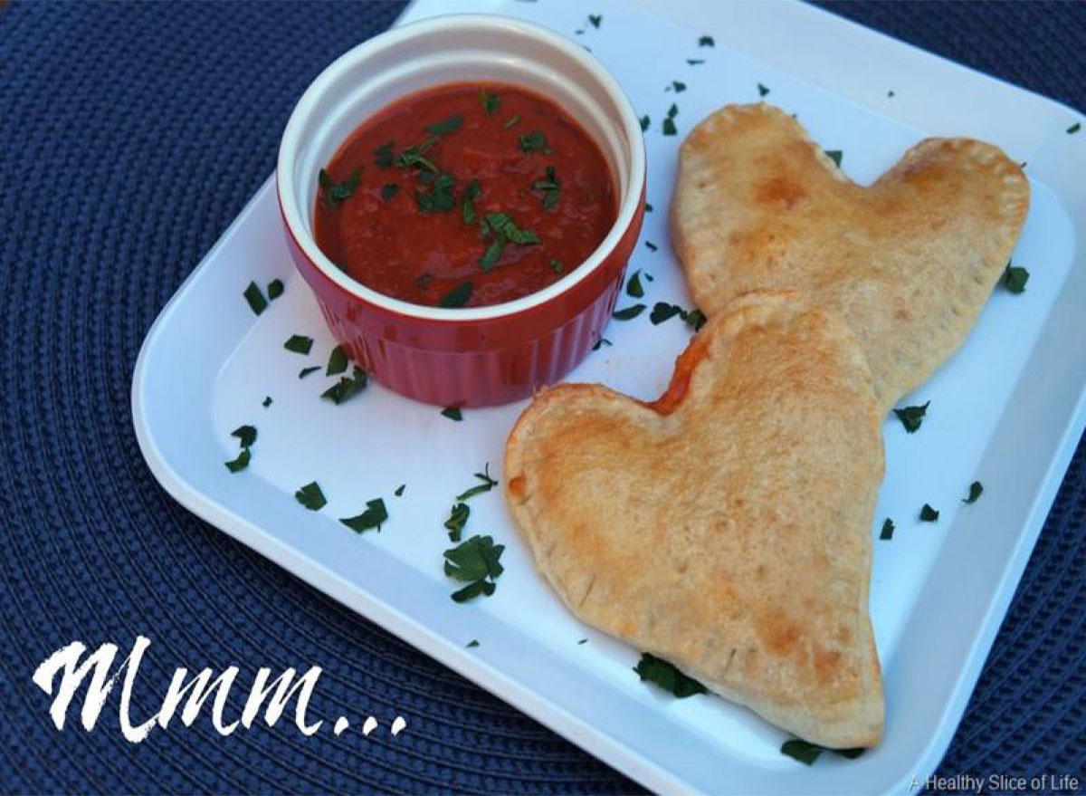 recipes with pizza dough Heart Shaped Veggie Calzones