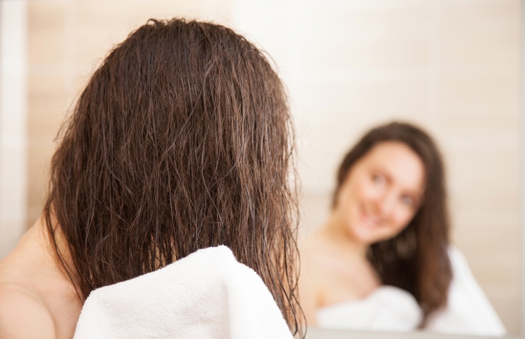 woman with wet hair after shower