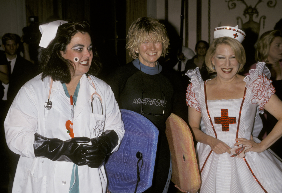 Rosie O'Donnell, Martha Stewart, and Bette Midler at a Halloween party in 1998