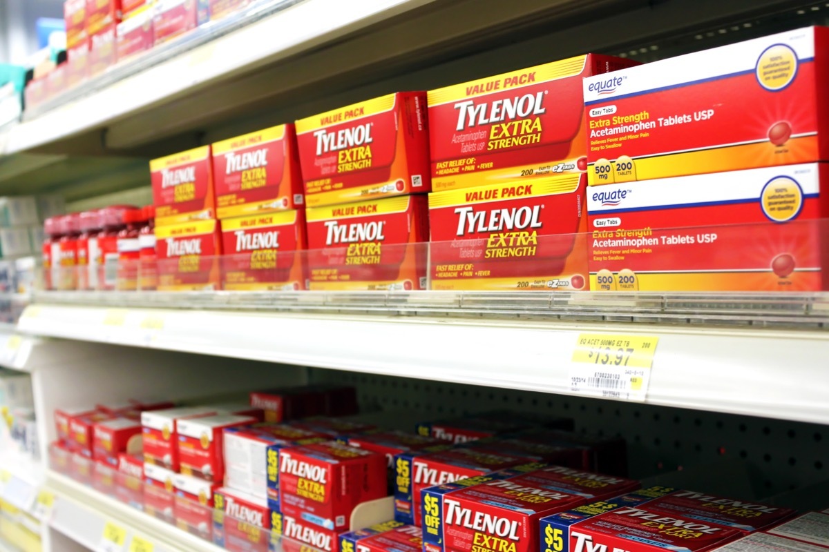 Tylenol on shelf in store