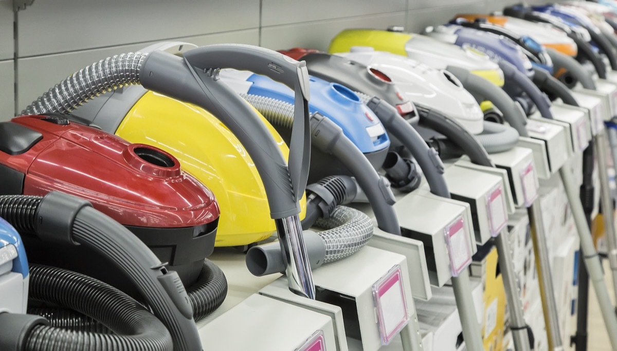 vacuum cleaners on shelf