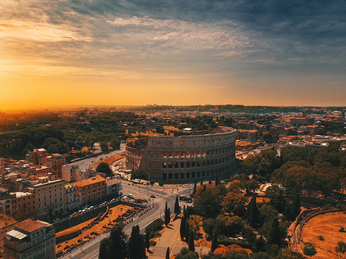 colosseum in rome with an aerial view