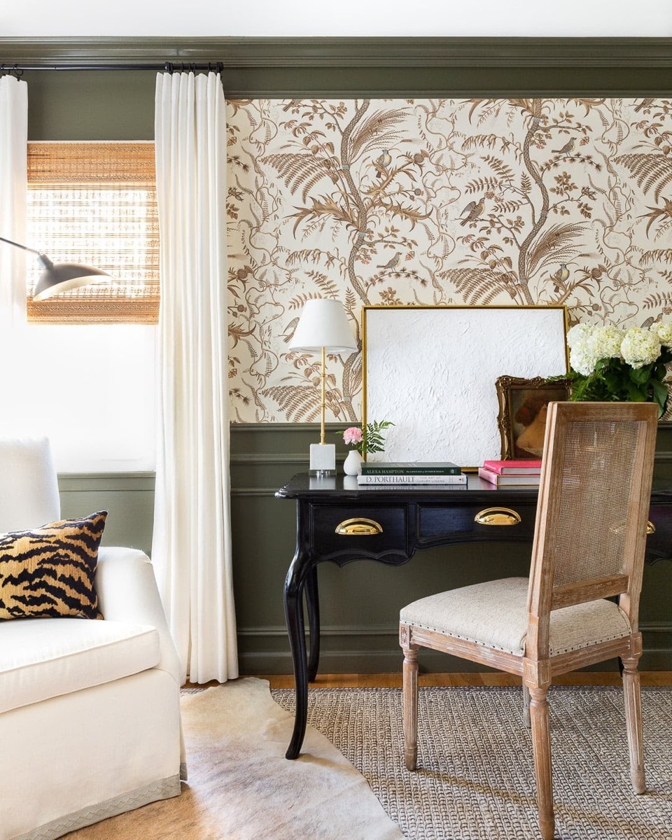 living room with pleated curtain