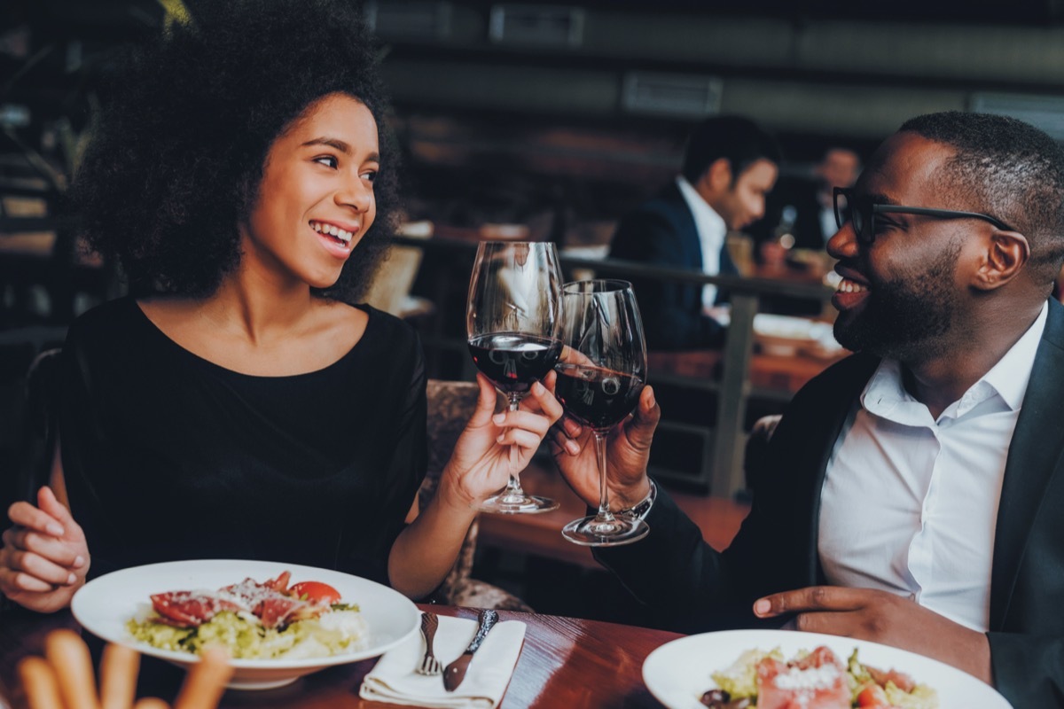 Couple having dinner at a restaurant