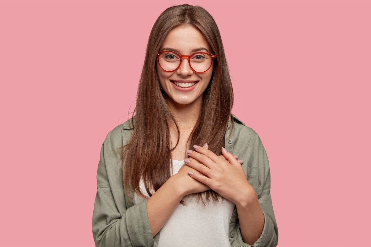 Woman with Hands on Her Heart