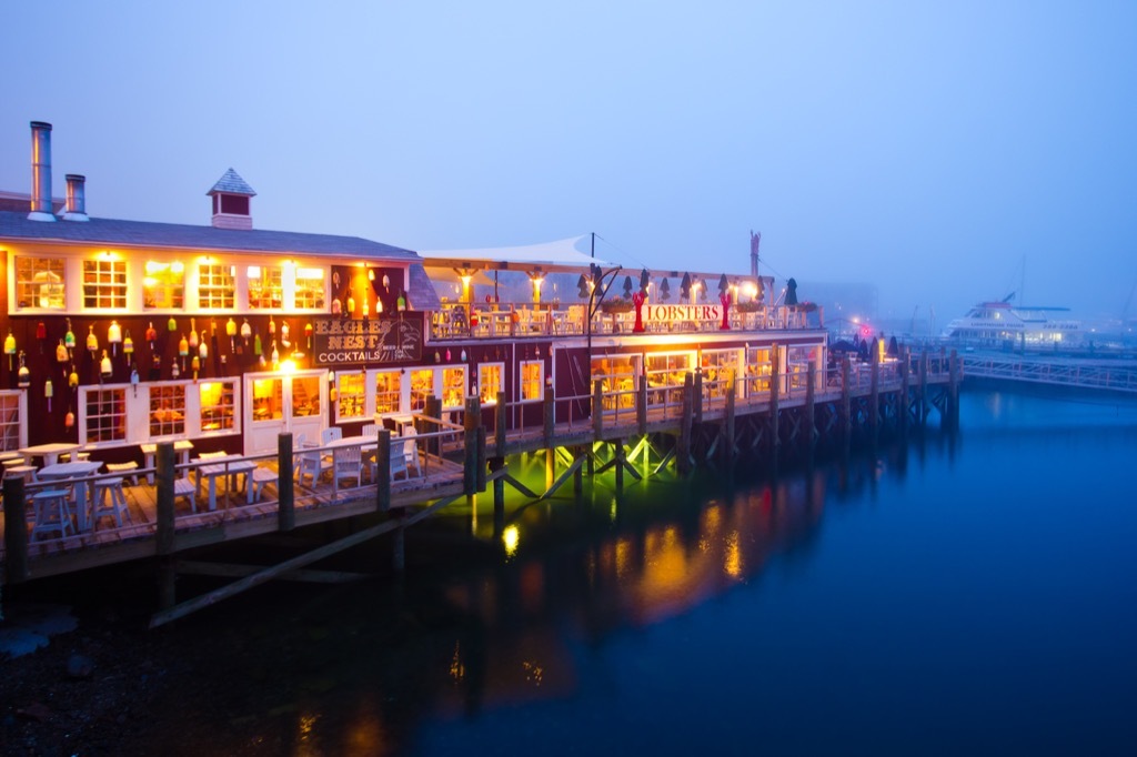 bar harbor maine at dusk