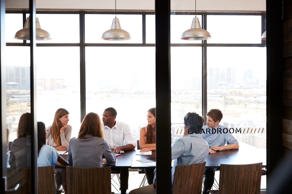 people sitting in a meeting at work