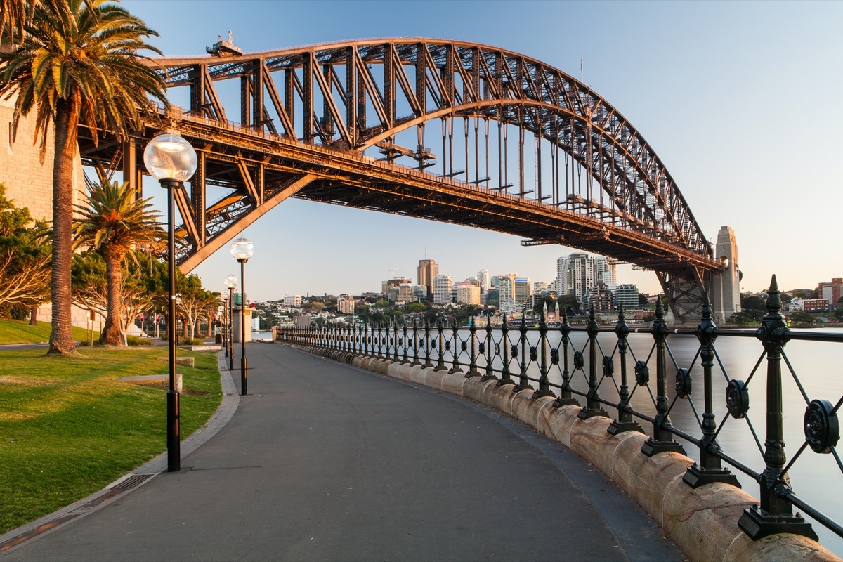 view from the below the harbour bridge sydney