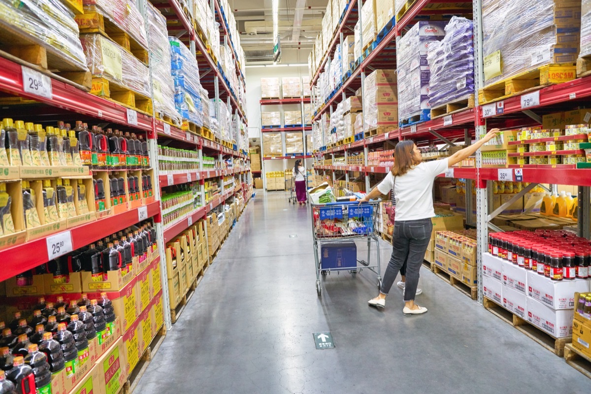 aisle in a Sam's Club warehouse store