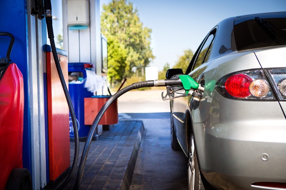 car at gas station