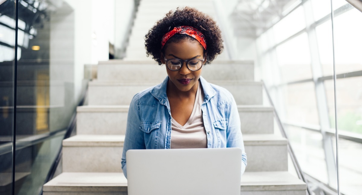 African American Female College Student on a Laptop