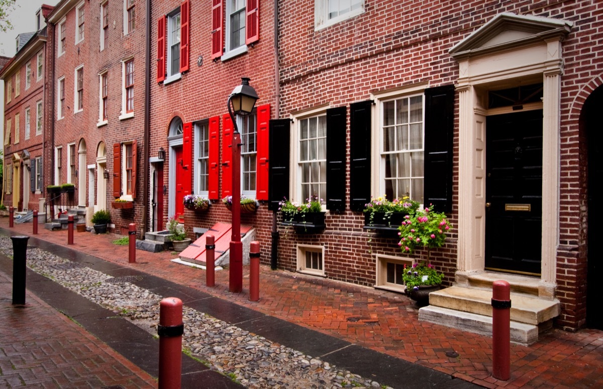 The historic Old City in Philadelphia, Pennsylvania. Elfreth's Alley, referred to as the nation's oldest residential street, dating to 1702