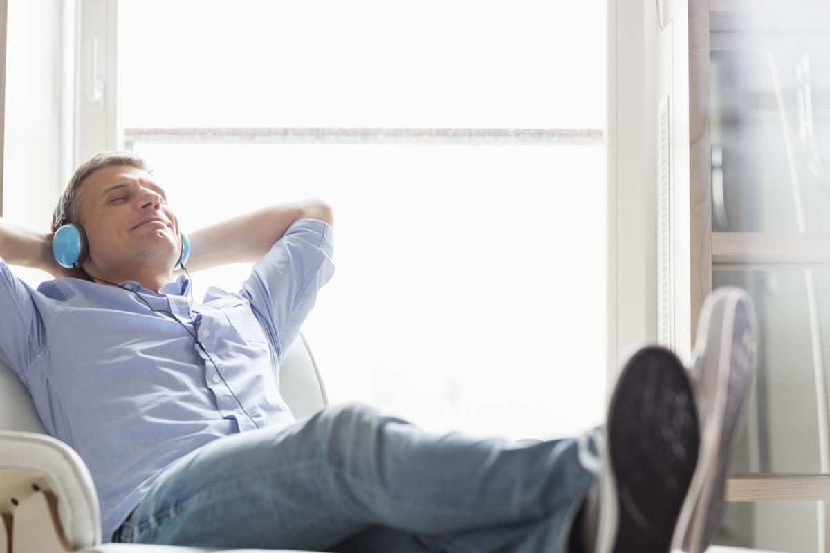 man listening to music