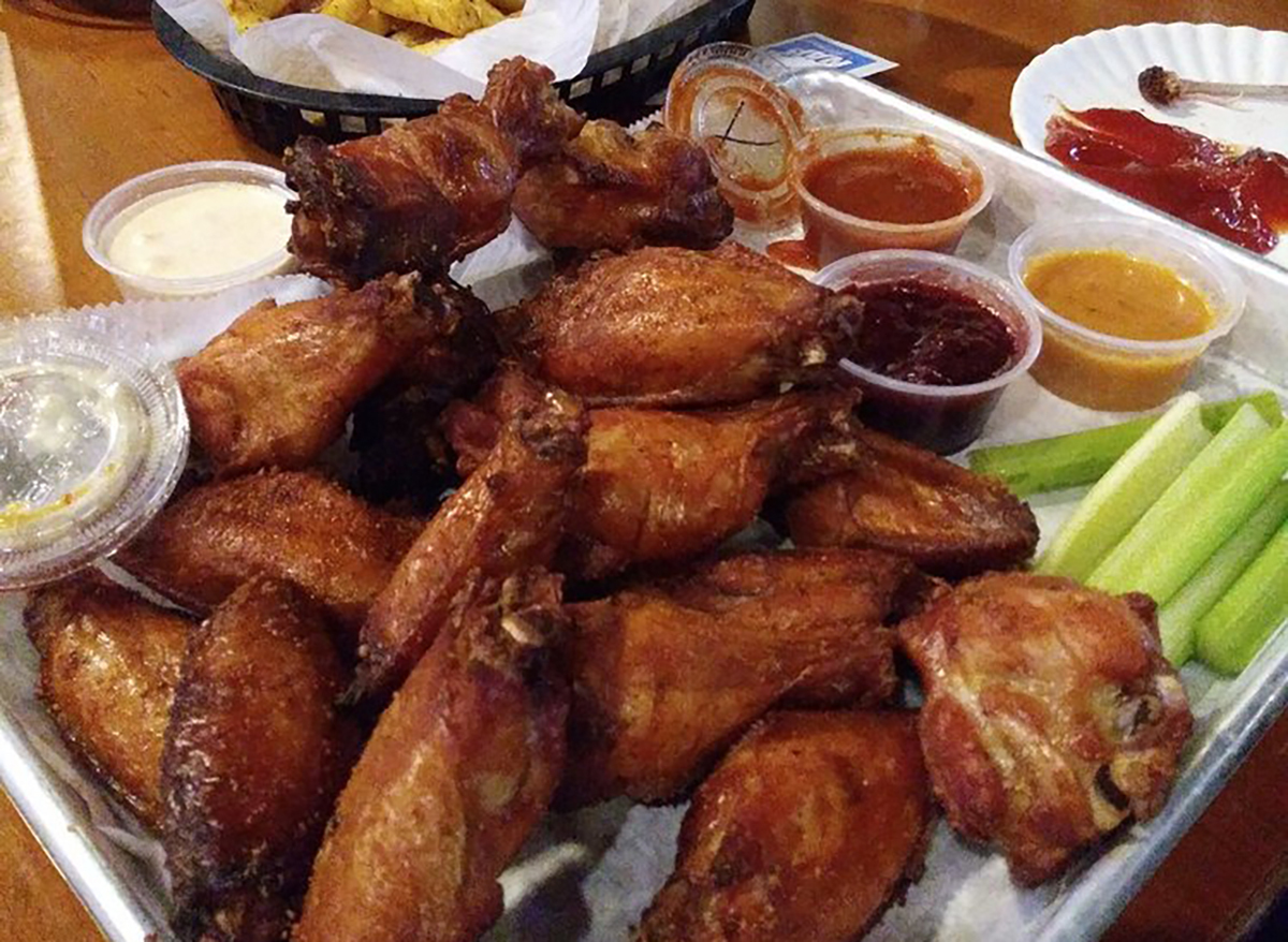 platter of smoked chicken wings