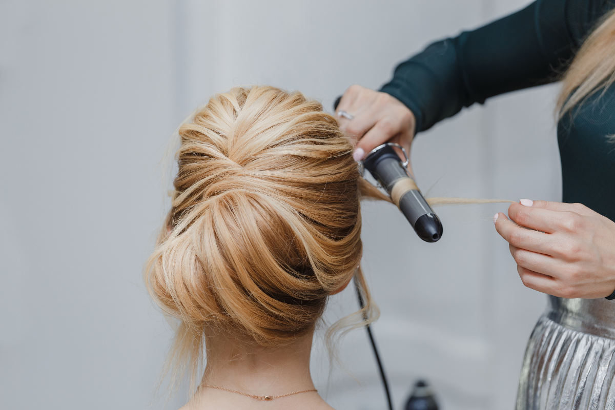 french twist on blonde woman