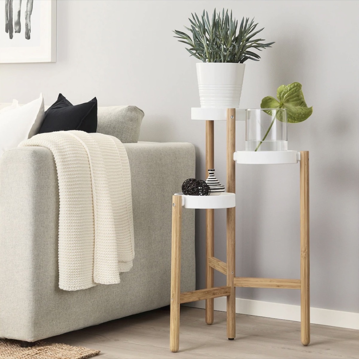 white ceramic plant stand