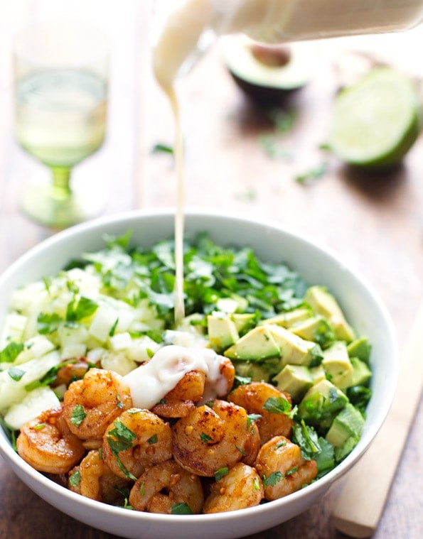 Shrimp and Avocado Salad with Miso Dressing | 12 Easy But Delicious Shrimp Recipes | Her Beauty