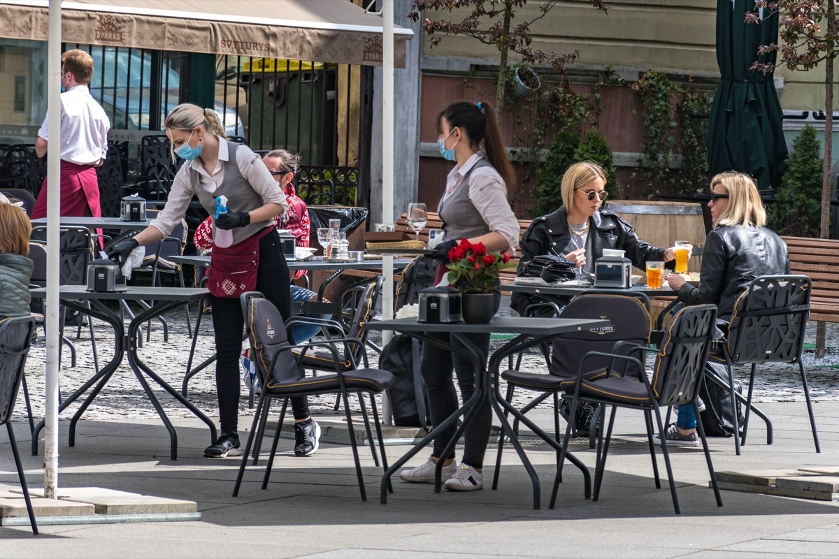 Staff and diners at reopened cafe