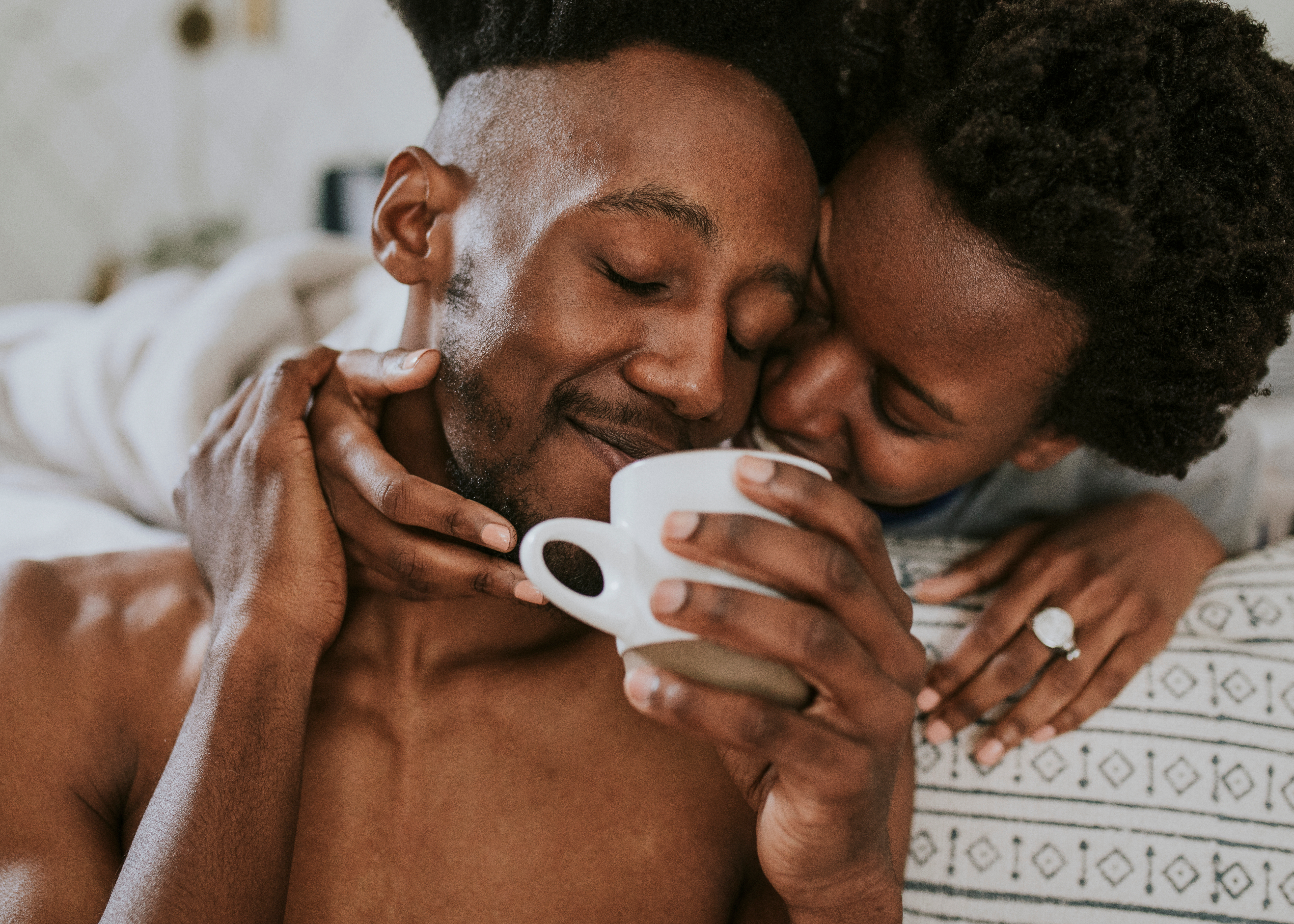 couple enjoying their morning coffee