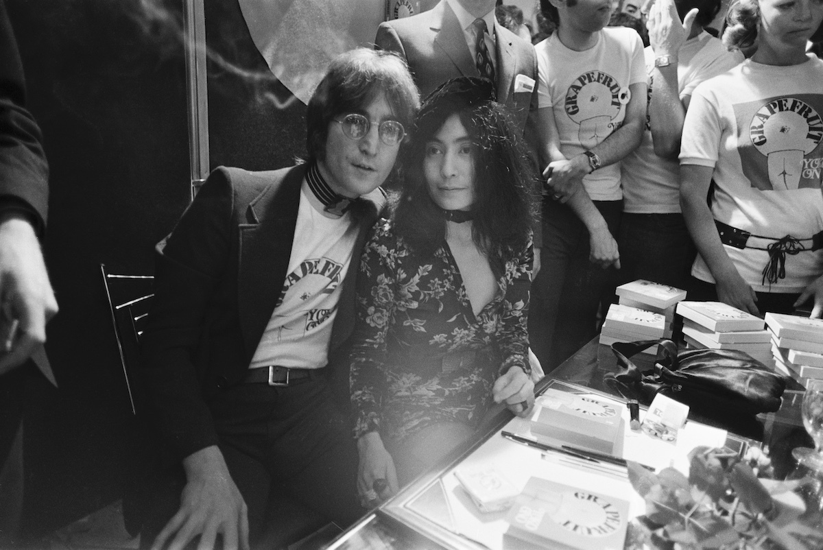 John Lennon and Yoko Ono at a book signing in London in 1971