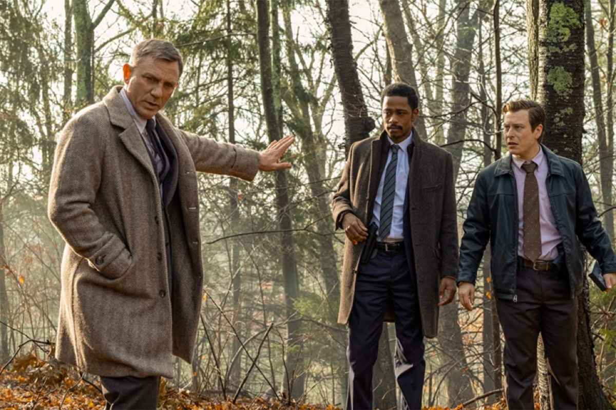 Daniel Craig, LaKeith Stanfield, and Noah Segan in Knives Out