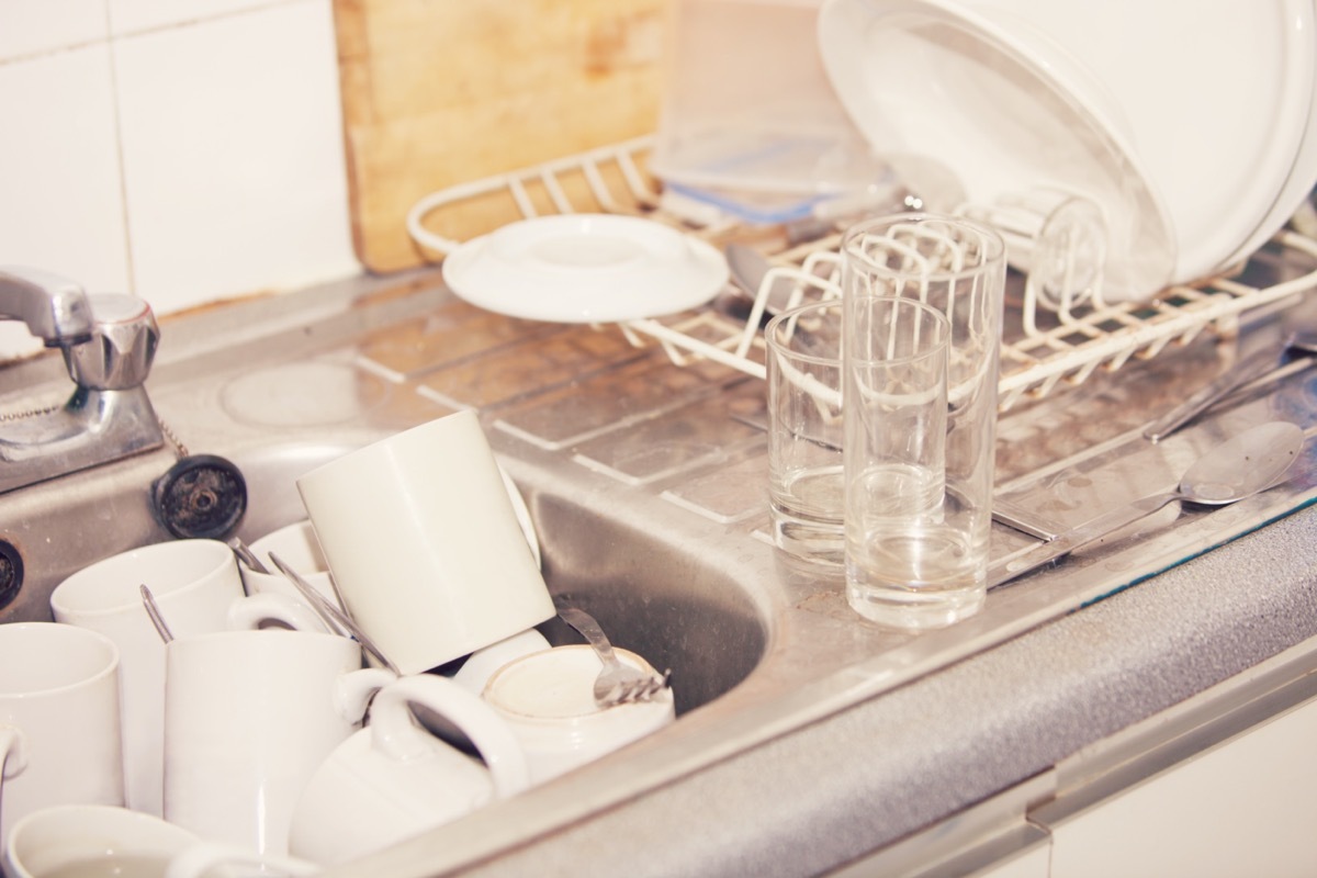 Washing-up in office kitchen sink