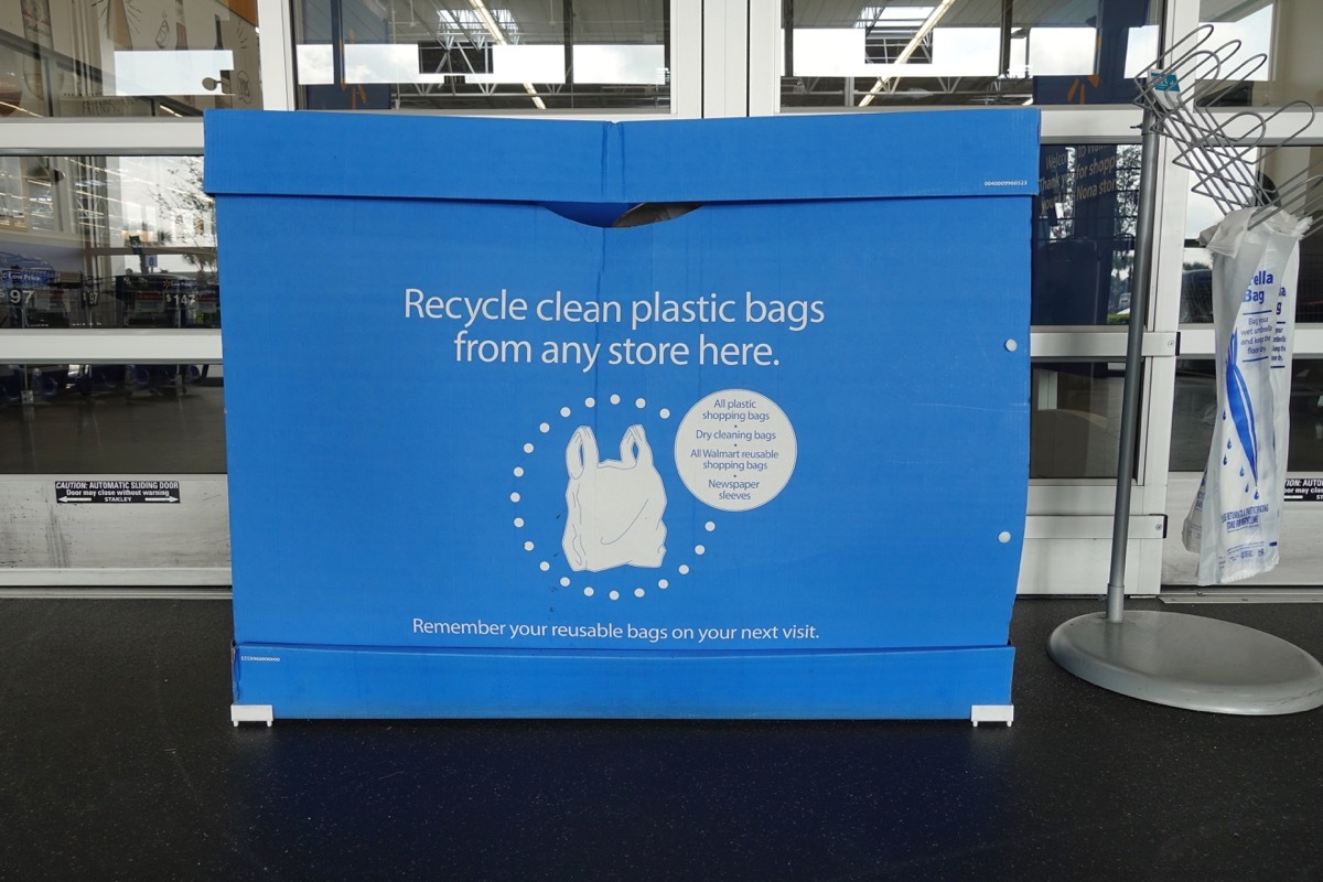 Walmart will accept any and all plastic bags from their competitors. They believe in recycling.