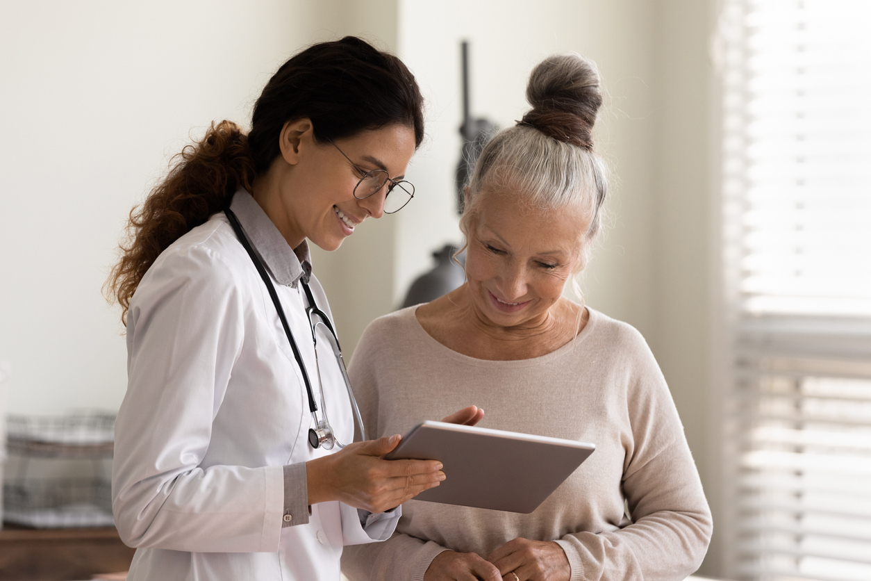 Woman speaking with her doctor.