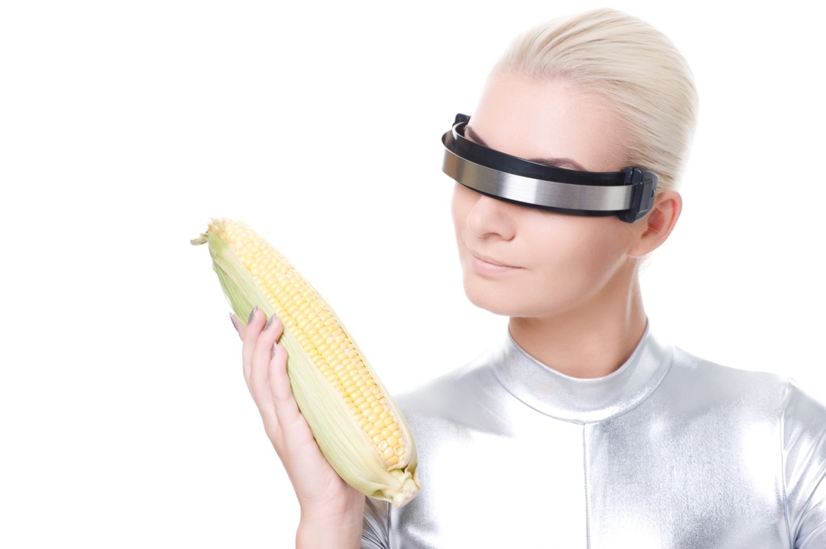 Cyber Woman Staring at Corn Funny Stock Photos