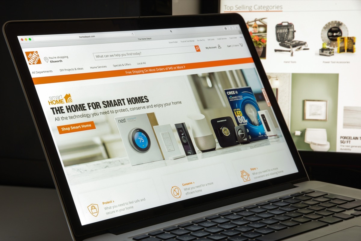 home depot website on computer