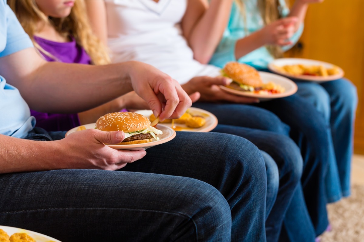 family eating fast food